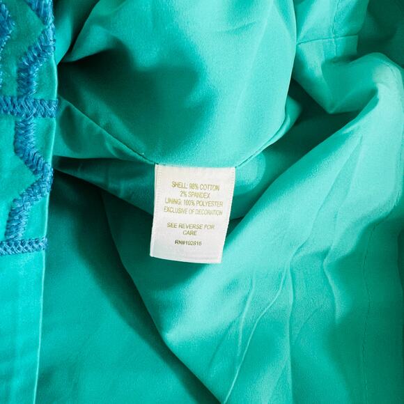 Garnet Hill Green Embroidered Sleeveless Sheath Dress Size 6 - Picture 5 of 9